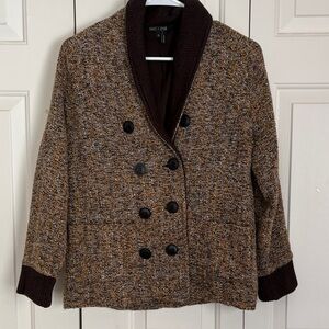 Nic + Zoe Brown Tweed double breasted cardigan jacket XS